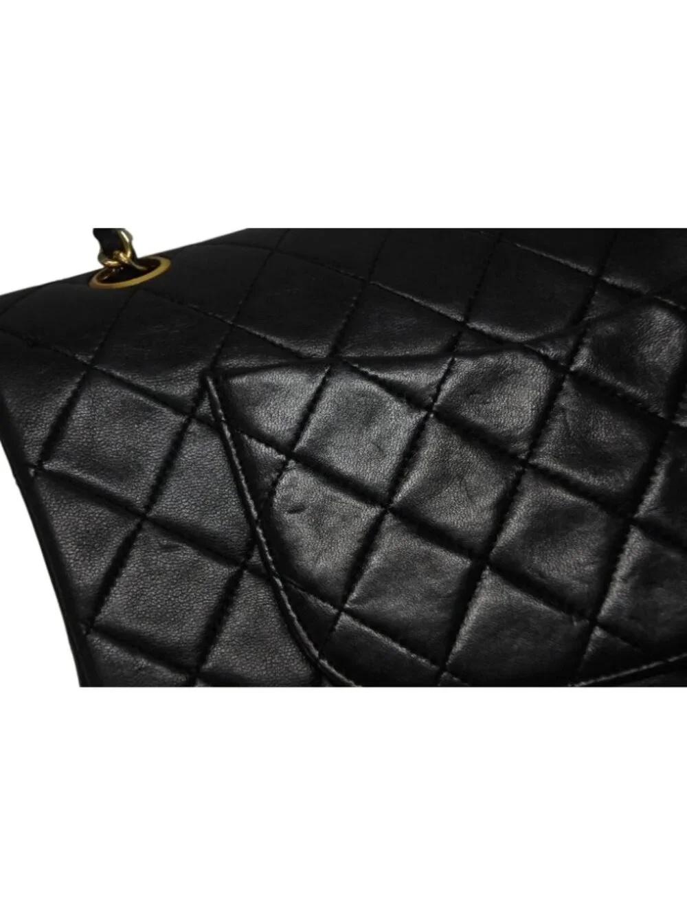 Chanel Quilted 25 Double Flap Chain Shoulder Bag CC Logo Lambskin Gold